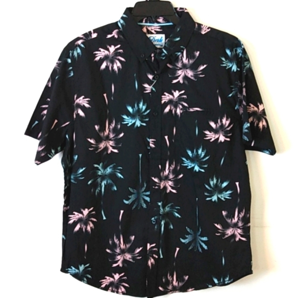 FRESH BLACK PARADISE CASUAL BUTTON DOWN SHORT SLEEVE SHIRT SIZE XL NWT
